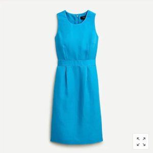NEW! J. CREW $178 2P XS Petite Structured Linen Sheath Dress in Turquoise